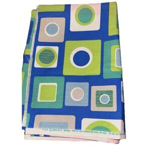 Vtg DCI Springs Cotton Fabric Atomic Age Geometric Shapes Blue Green 2004 1 Yd